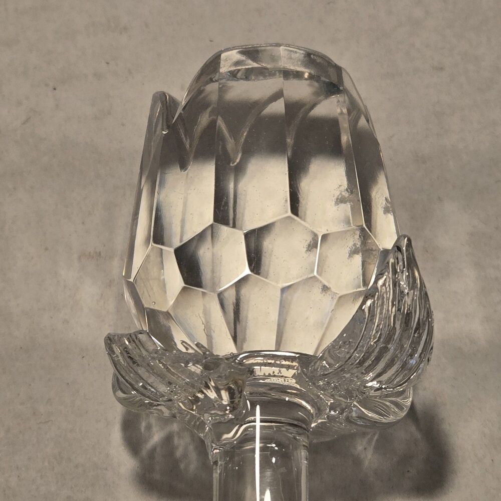 Clear Crystal Long Stem Rose Figurine - 6" Glass Flower Sculpture Collectible